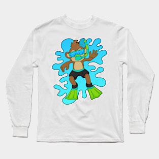 Monkey as Diver with Snorkel Long Sleeve T-Shirt